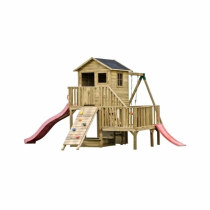 Koka spēļu namiņš bērniem “Kārīte” + šūpoļu C modulis