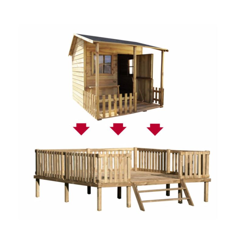 Koka spēļu namiņš bērniem “Ozolzīle” ar koka platformu