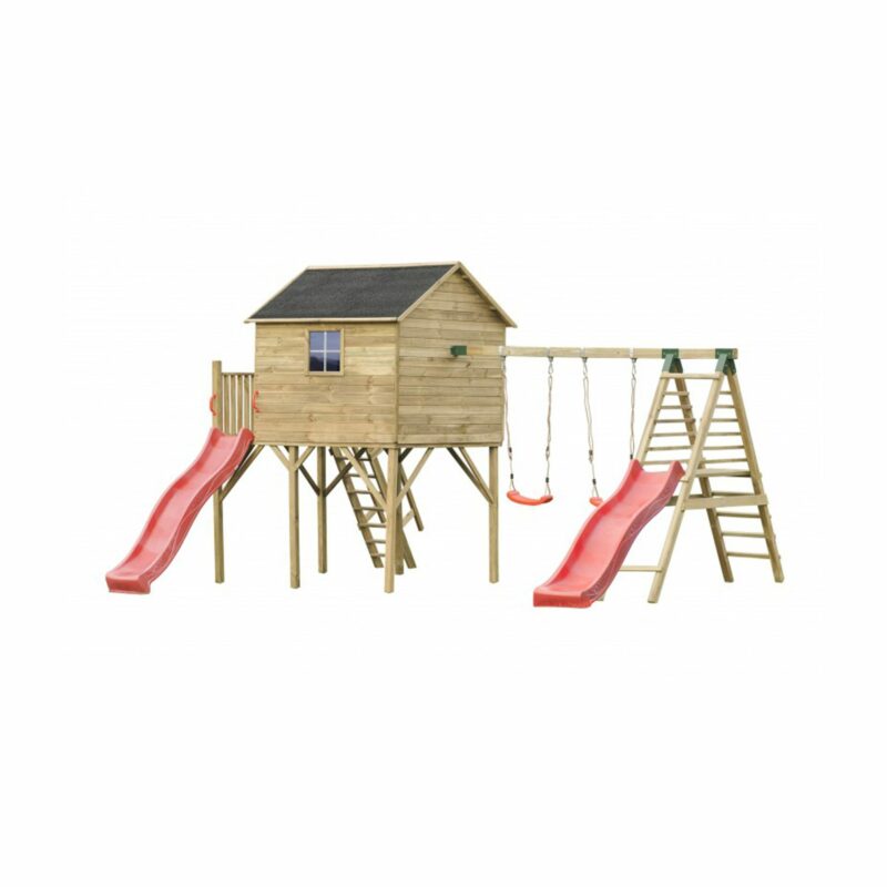 Koka spēļu namiņš bērniem “Lielais stārķis”+ šūpoļu E modulis