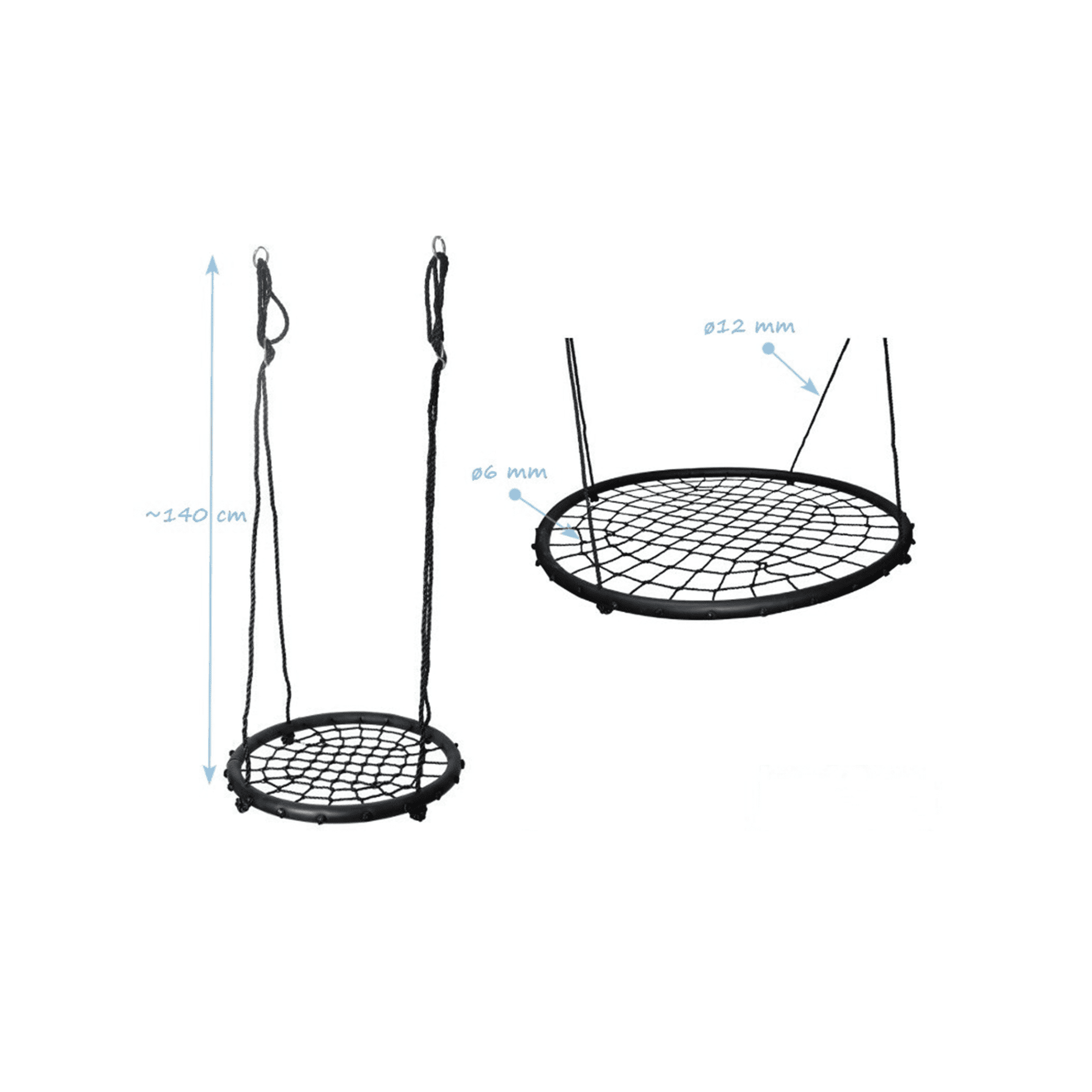 Stārķa ligzdas tipa šūpoles “Stārķa ligzda”, 60 cm (melnā krāsā)