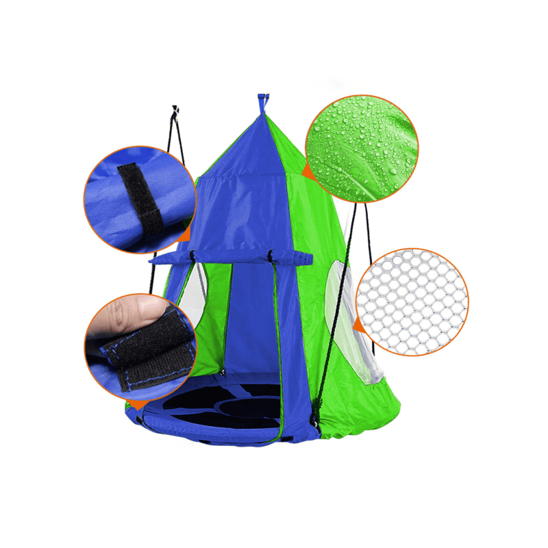 Šūpoles “Stārķa ligzda” ar telti, 100 cm (zilā krāsā)