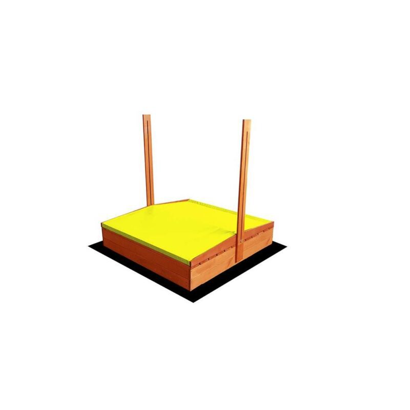 Impregnēta koka smilšu kaste ar dzelteno jumtiņu un 250 kg smiltīm, 120x120 cm