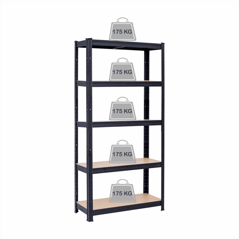 Metāla plaukts – stelāža, 180x90x40 cm, 175kg, melns