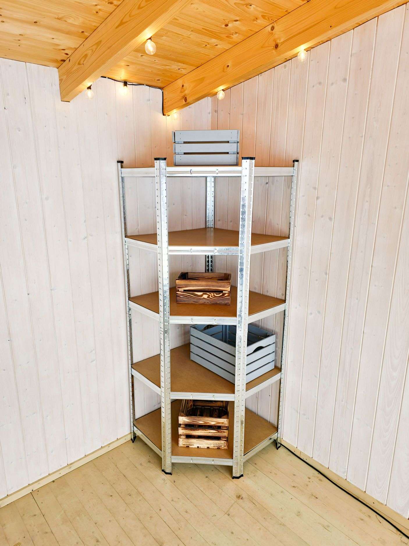 Stūra metāla plaukts – stelāža, 180x70x70x40cm, 175kg