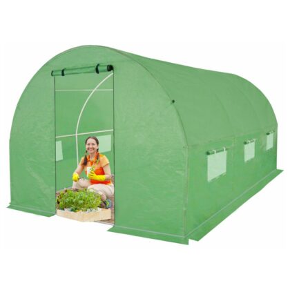 Siltumnīca ar armētu plēvi, 7 m2, 3,5 x 2 m, zaļa