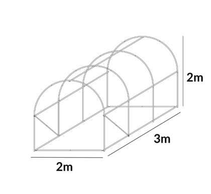 Siltumnīca ar armētu plēvi, 6 m2, 2 x 3 m, zaļa