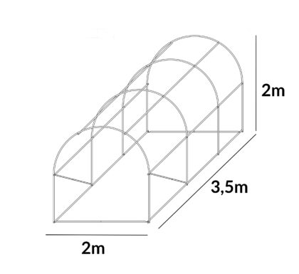 Siltumnīca ar armētu plēvi, 7 m2, 3,5 x 2 m, zaļa