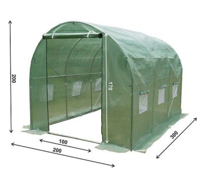 Siltumnīca ar armētu plēvi, 6 m2, 2 x 3 m, zaļa