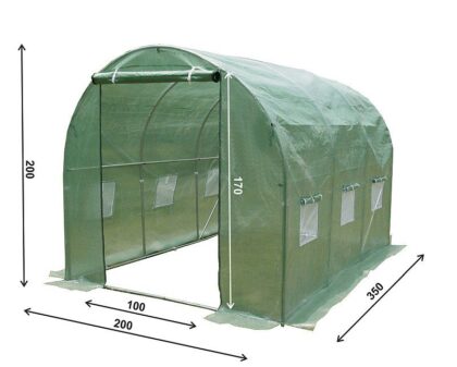 Siltumnīca ar armētu plēvi, 7 m2, 3,5 x 2 m, zaļa