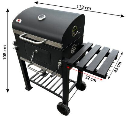 Ogļu grils, 113,5 x 50 x 107 cm, ar čuguna režģi - Image 17