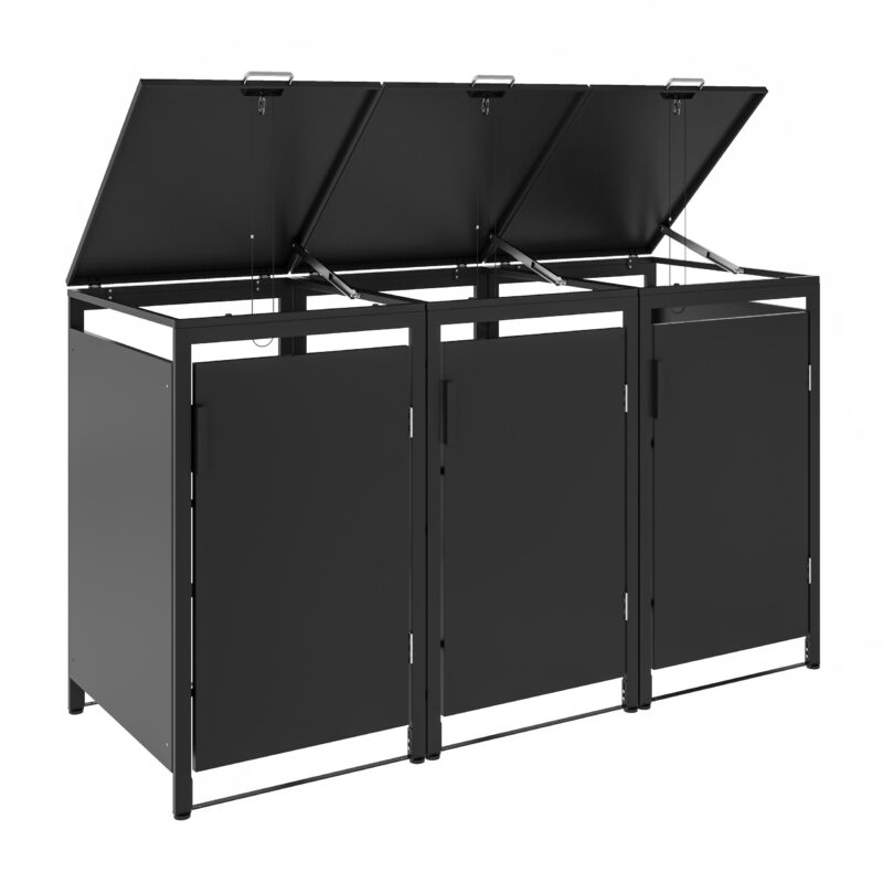 Metāla trīsvietīga atkritumu konteineru nojume, MBB01-3A, antracīts