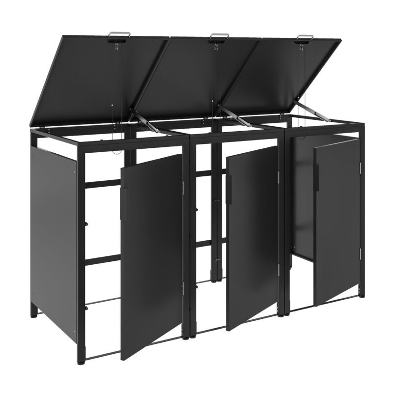 Metāla trīsvietīga atkritumu konteineru nojume, MBB01-3A, antracīts