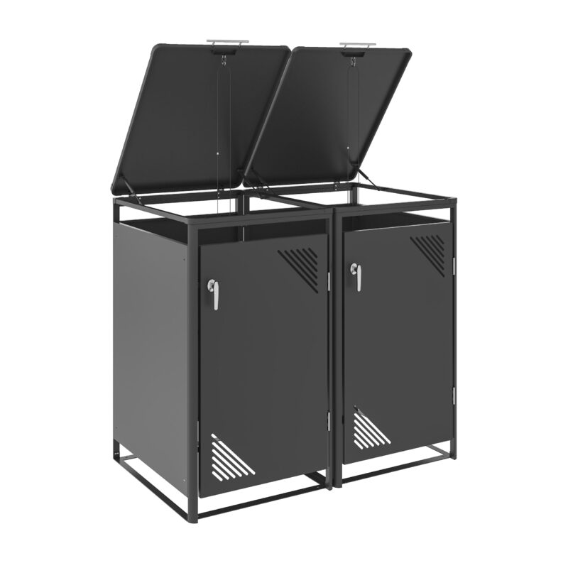 Metāla divvietīga atkritumu konteineru nojume, MBB03-2A, antracīts