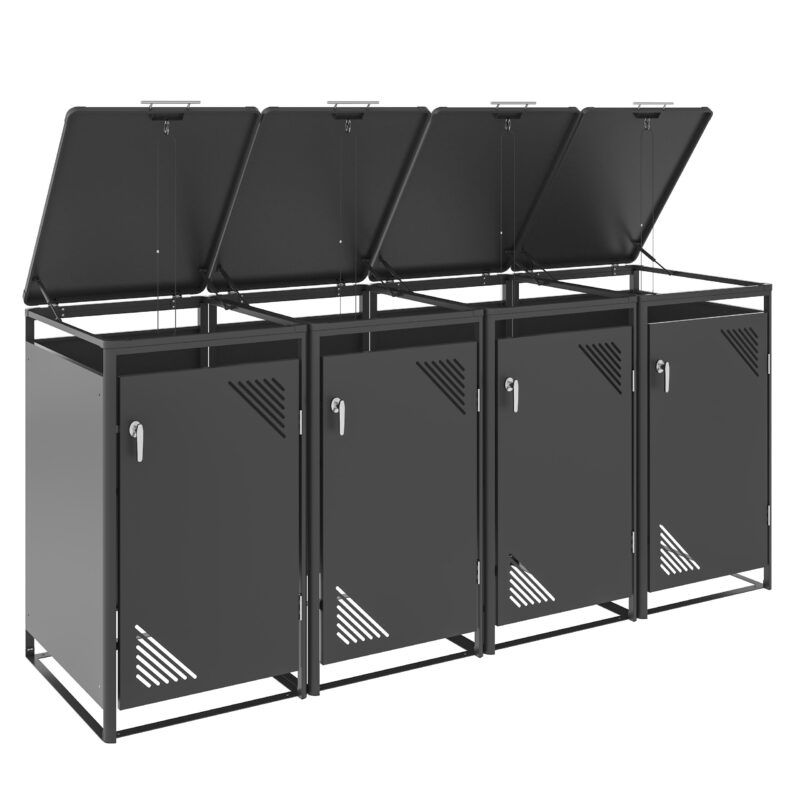 Metāla trīsvietīga atkritumu konteineru nojume,, MBB03-3A, antracīts