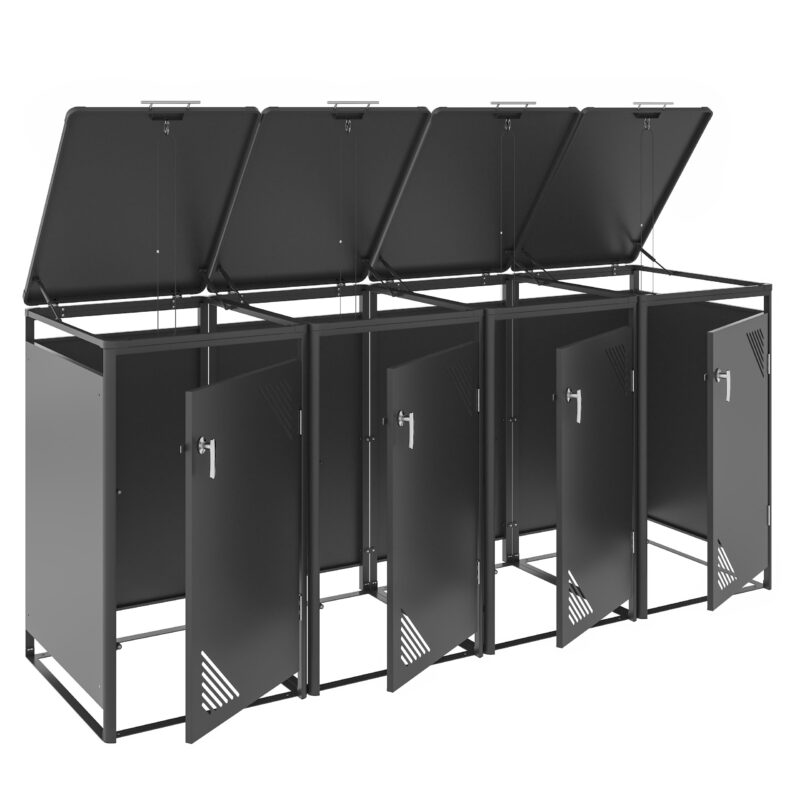 Metāla trīsvietīga atkritumu konteineru nojume,, MBB03-3A, antracīts