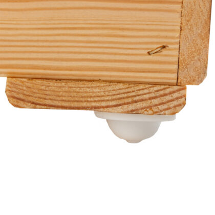 Koka kaste ar starpsienu un riteņiem, 50 x 40 x 30 cm, apdedzināta koksne