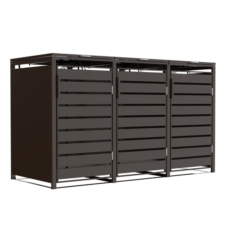 Metāla konteineru nojume, trīsvietīga, brūna