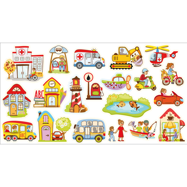 Magnētiņu komplekts "Pilsēta" Magnētiņu komplekts "Pilsēta", 21 gab.